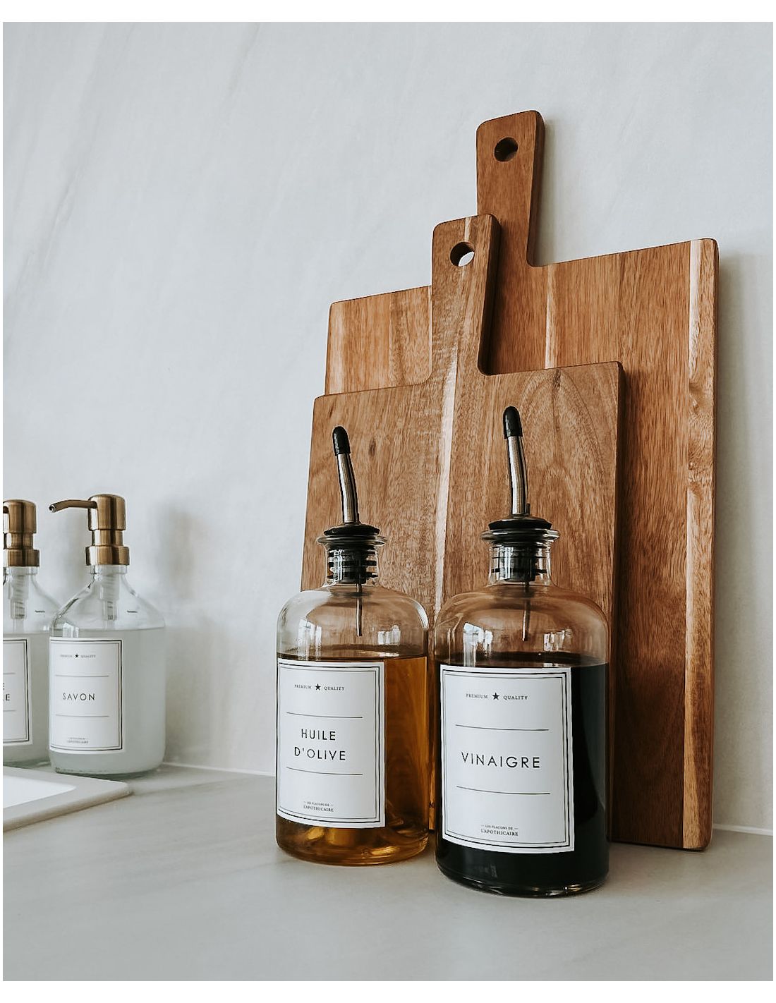 Lot De 4 Bouteilles En Verre De 750 Ml Avec Bec Verseur - Pour Huile, Vinaigre Ou Liqueur - Étiquettes Incluses - Design Carré Et Pratique