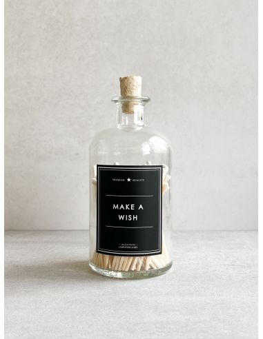 Flacon Make a wish - Allumettes Naturel/Blanc - Etiquette Noire