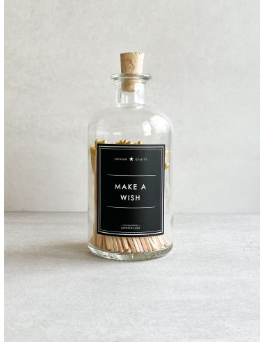 Flacon Make a wish - Allumettes Naturel/Or - Etiquette Noire