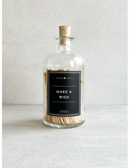 Flacon Make a wish - Allumettes Naturel/Or - Etiquette Noire